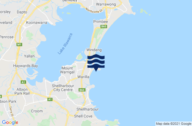 Warilla Beach, Australiaの潮見表地図