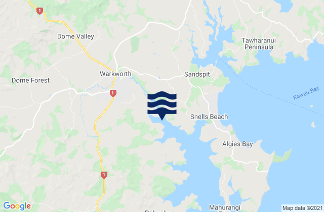Warkworth, New Zealandの潮見表地図