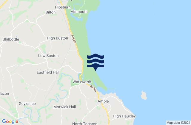 Warkworth Beach, United Kingdomの潮見表地図