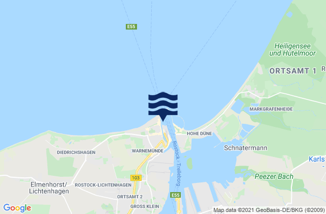 Warnemünde-Hafen, Germanyの潮見表地図