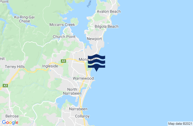 Warriewood, Australiaの潮見表地図