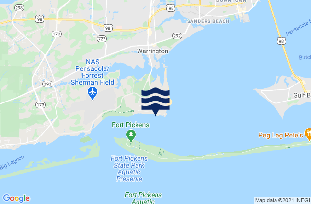 Warrington (2 Miles South Of), United Statesの潮見表地図