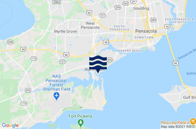 Warrington, United Statesの潮見表地図