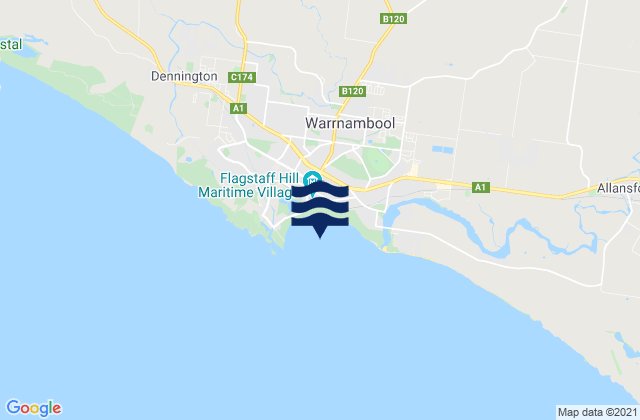Warrnambool Bay, Australiaの潮見表地図
