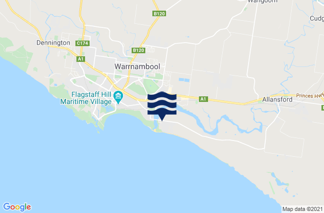Warrnambool, Australiaの潮見表地図