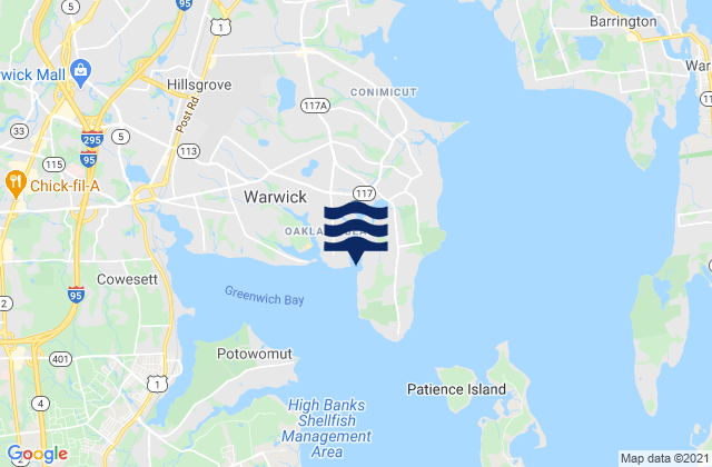 Warwick Cove, United Statesの潮見表地図