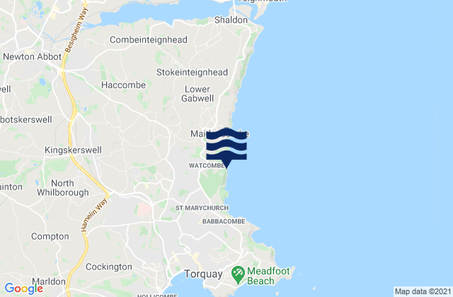 Watcombe Beach, United Kingdomの潮見表地図