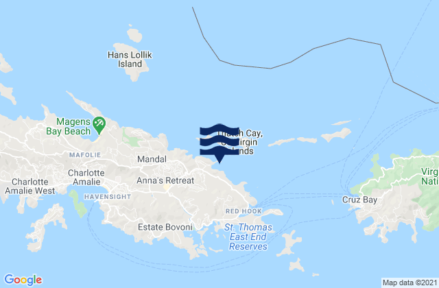 Water Bay, U.S. Virgin Islandsの潮見表地図