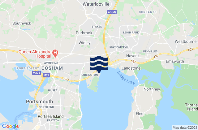 Waterlooville, United Kingdomの潮見表地図