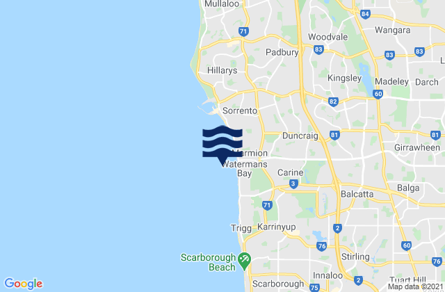 Watermans Bay, Australiaの潮見表地図