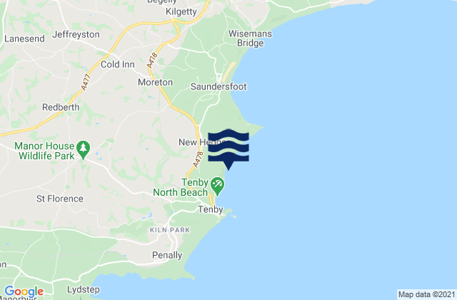 Waterwynch Bay Beach, United Kingdomの潮見表地図