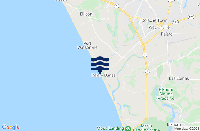 Watsonville, United Statesの潮見表地図