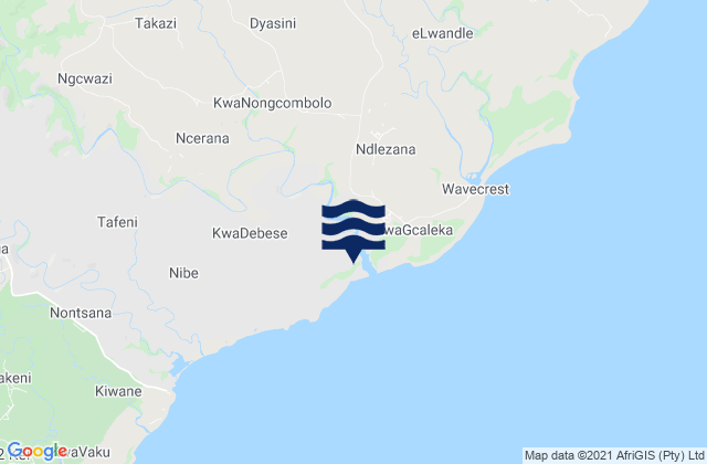 Wavecrest, South Africaの潮見表地図