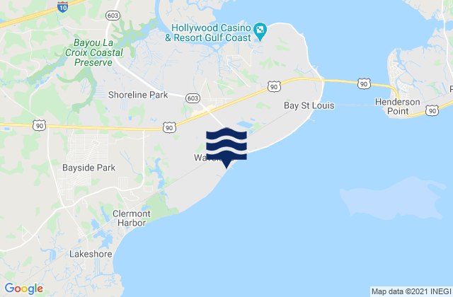 Waveland, United Statesの潮見表地図