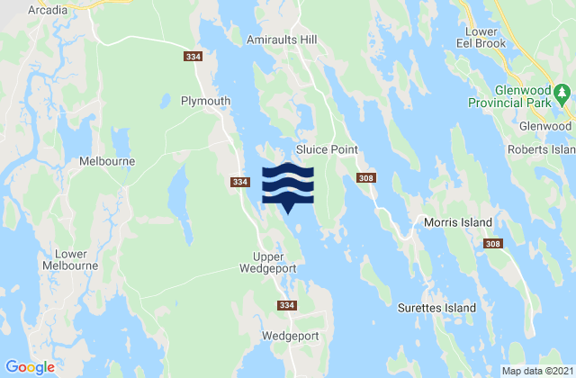 Wedgeport Cape, Canadaの潮見表地図