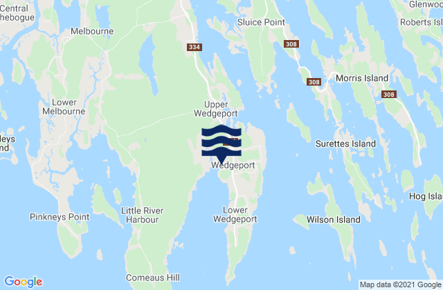 Wedgeport, Canadaの潮見表地図