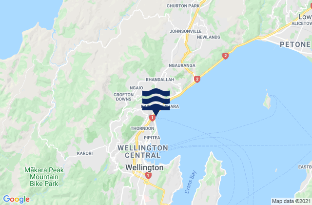 Wellington City, New Zealandの潮見表地図