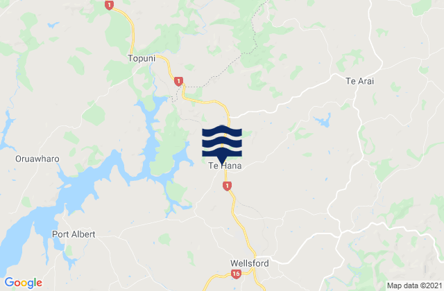 Wellsford, New Zealandの潮見表地図