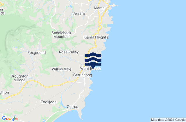 Werri Beach, Australiaの潮見表地図