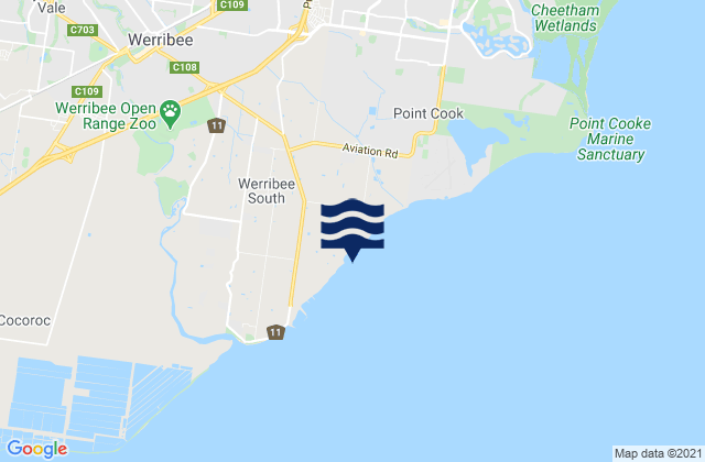 Werribee South, Australiaの潮見表地図