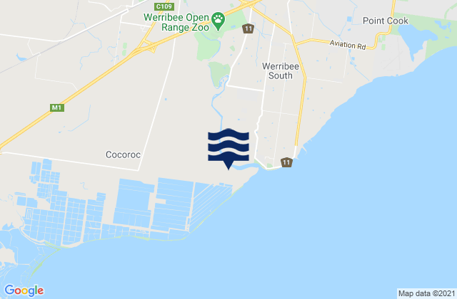Werribee, Australiaの潮見表地図