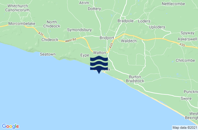 West Bay - West Beach, United Kingdomの潮見表地図