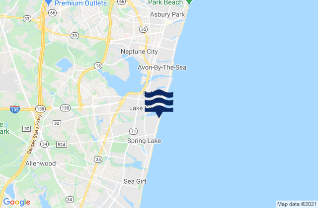 West Belmar, United Statesの潮見表地図