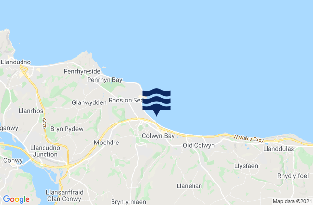 West Colwyn Bay Beach, United Kingdomの潮見表地図