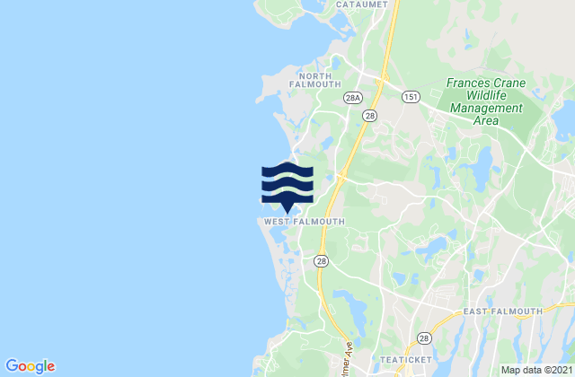 West Falmouth, United Statesの潮見表地図
