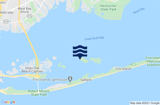 West Fire Island, United Statesの潮見表地図