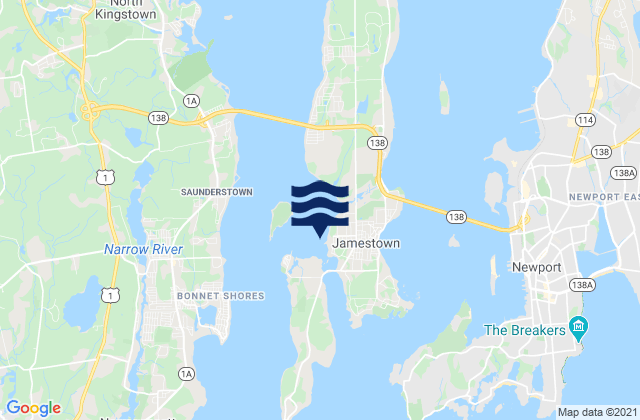 West Jamestown (Dutch Island Harbor), United Statesの潮見表地図