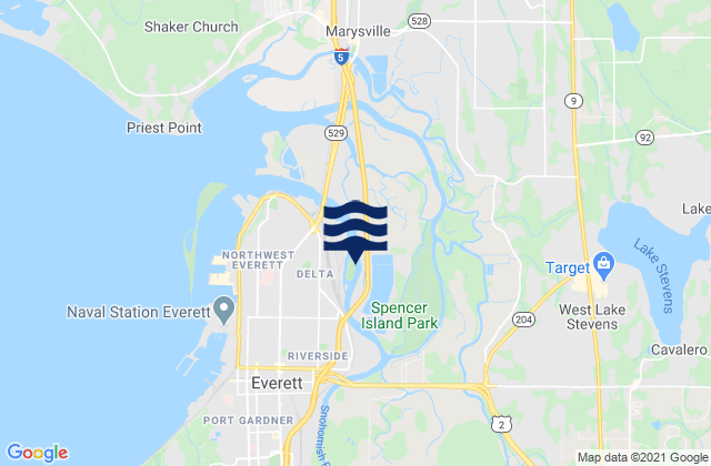 West Lake Stevens, United Statesの潮見表地図