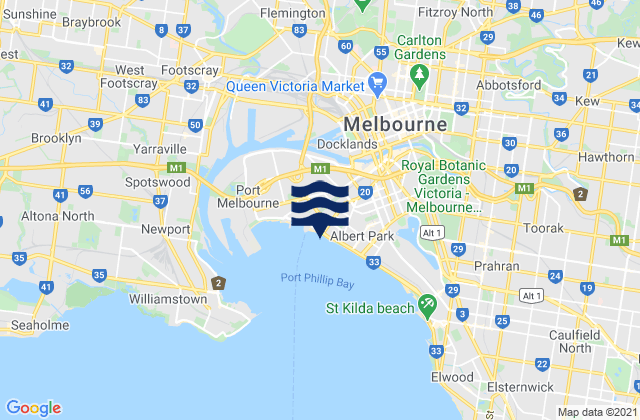 West Melbourne, Australiaの潮見表地図