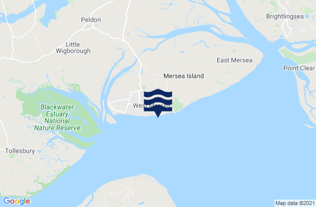 West Mersea Beach, United Kingdomの潮見表地図