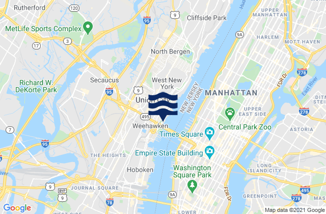 West New York, United Statesの潮見表地図