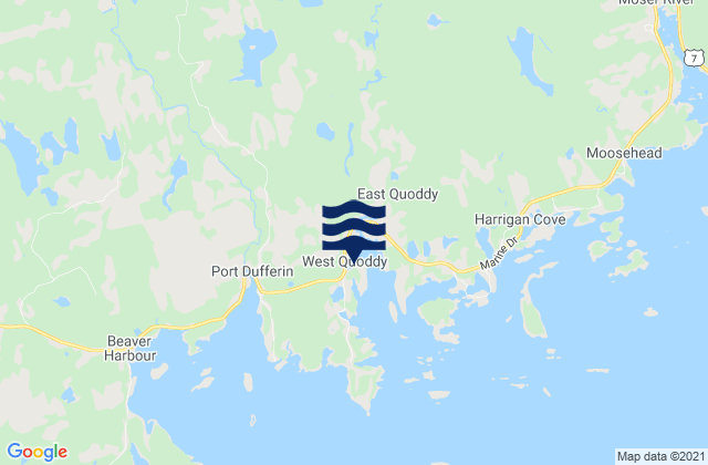 West Quoddy, Canadaの潮見表地図