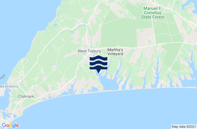 West Tisbury, United Statesの潮見表地図