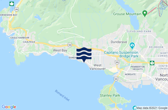 West Vancouver, Canadaの潮見表地図