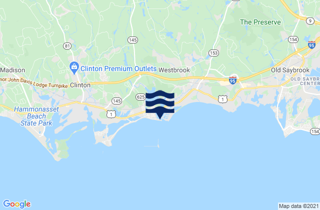 Westbrook Duck Island Roads, United Statesの潮見表地図