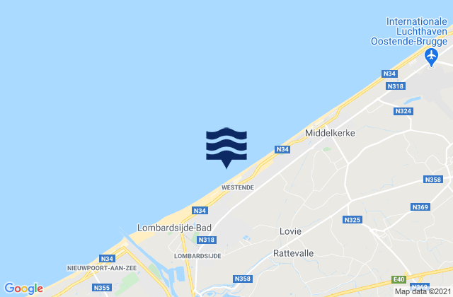 Westende, Belgiumの潮見表地図