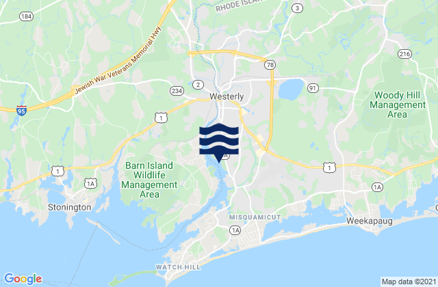 Westerly (Pawcatuck River), United Statesの潮見表地図