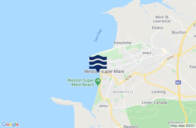 Weston-super-Mare, United Kingdomの潮見表地図