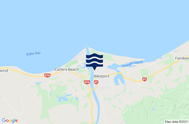 Westport, New Zealandの潮見表地図