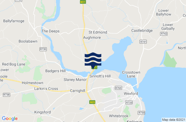 Wexford, Irelandの潮見表地図