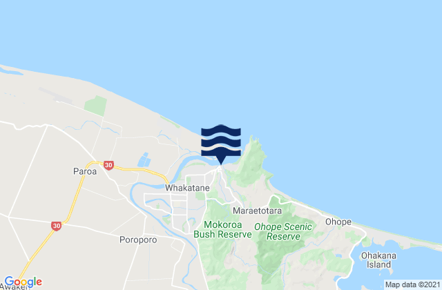 Whakatane, New Zealandの潮見表地図