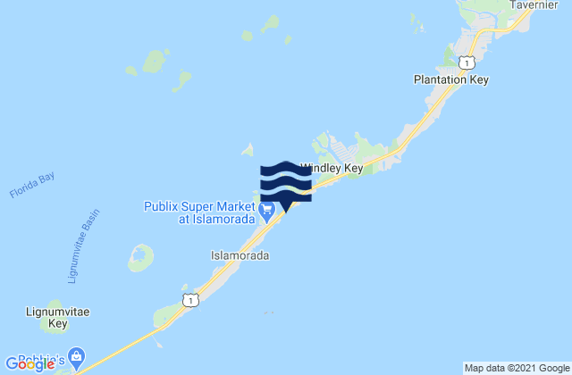Whale Harbor Channel (Hwy. 1 Bridge Windley Key), United Statesの潮見表地図