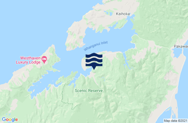 Whanganui Inlet, New Zealandの潮見表地図