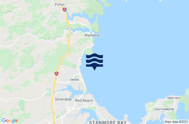 Whangaparaoa Bay, New Zealandの潮見表地図