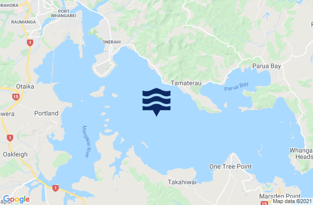 Whangarei Harbour, New Zealandの潮見表地図
