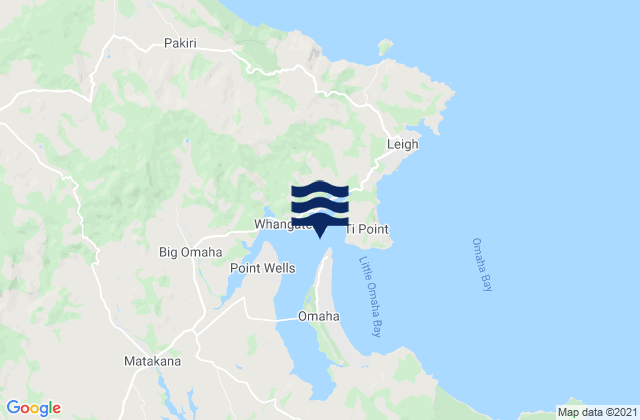 Whangateau, New Zealandの潮見表地図